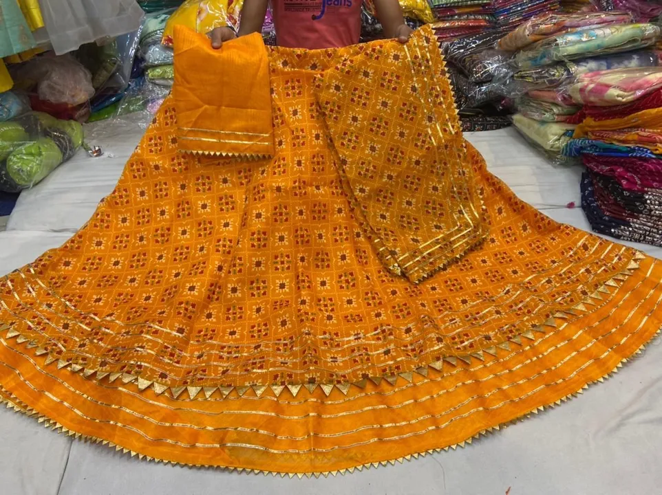 New launch kota doriya fabric  design   Beautifull    print  lehnga with duppta inner linig aster ba uploaded by Gota Patti manufacturing on 3/30/2023