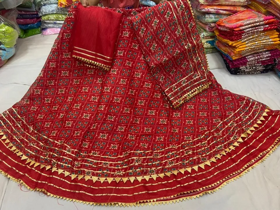 New launch kota doriya fabric  design   Beautifull    print  lehnga with duppta inner linig aster ba uploaded by Gota Patti manufacturing on 3/30/2023