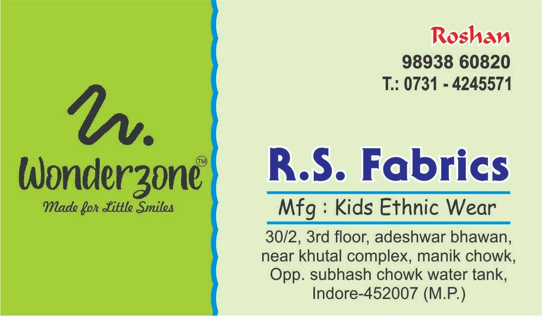 Visiting card store images of Wonderzone