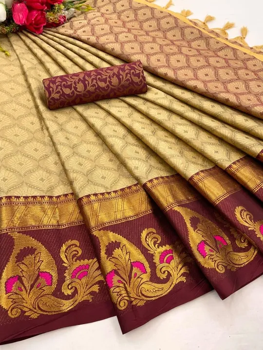 


*Fabric*: Aura Cotton Silk with Broad contrast jacquard work border with Jacquard blouse*😍

*Sar uploaded by Maa Arbuda saree on 3/30/2023