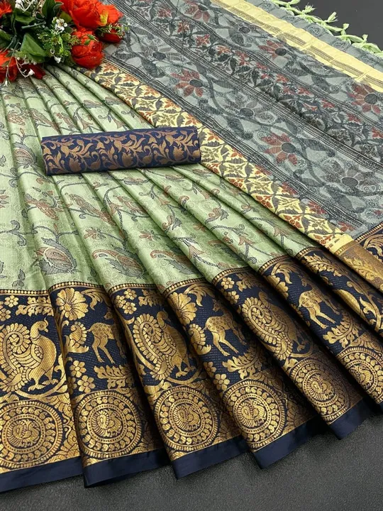 

*Fabric*: Aura Cotton Silk with Broad contrast jacquard work border with Jacquard blouse*😍

*Sare uploaded by Maa Arbuda saree on 3/30/2023