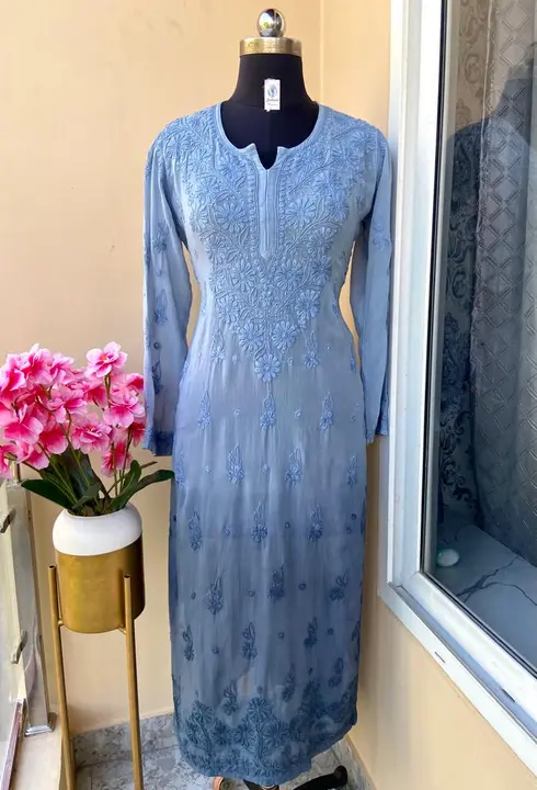 Chikankari viscose fabric heavy embroidery long length kurties*  

Size - 38 to 44*
*Length - 47 to  uploaded by A S K on 3/30/2023