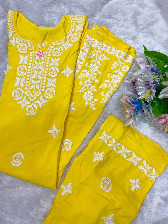 *Premium Heavy Reyon Kurti Plazzo Set  Soft & breezy silky Fabric in Cool 

*Size 36 38 40 42 44 46* uploaded by A S K on 3/30/2023