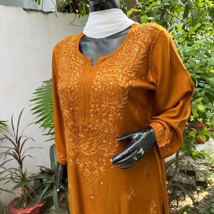 *_Most Demanding Straight Fit Tone to Tone Kurta With Mukaish work 
Fabric- Rayon
Length- 46"(Approx uploaded by A S K on 3/30/2023