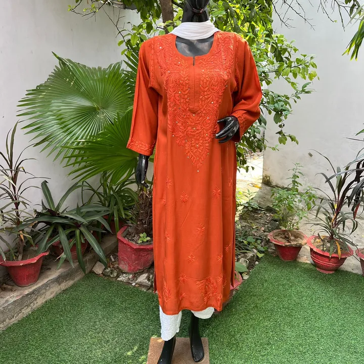 *_Most Demanding Straight Fit Tone to Tone Kurta With Mukaish work 
Fabric- Rayon
Length- 46"(Approx uploaded by A S K on 3/30/2023