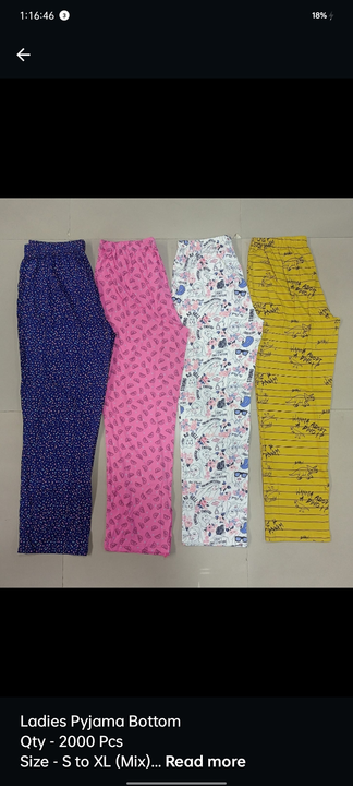 Ladies Payjama
Ladies Pyjama Bottom
Qty- 2000 Pcs
Size - S to XL (Mix)
60% With Pocket
40% Without P uploaded by Acharya Shri collection on 3/30/2023