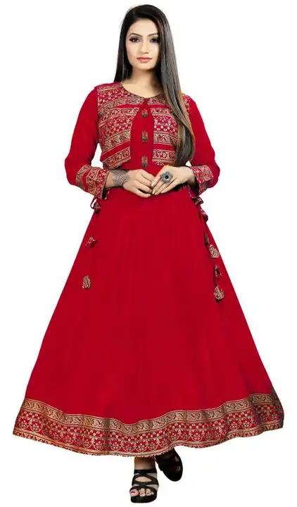 Rayon printed jacket kurta for women latest design  uploaded by Supbir fashions on 3/31/2023