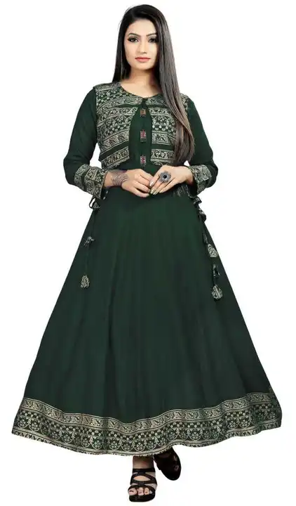Rayon printed jacket kurta for women latest design  uploaded by Supbir fashions on 3/31/2023