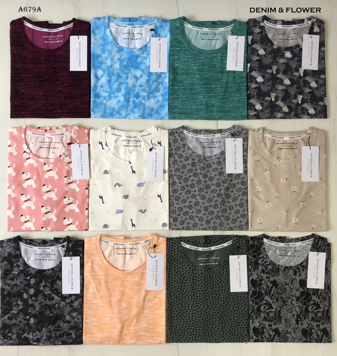 COTTON LYCRA AOP ROUND NECK Half sleeve T Shirts uploaded by IRAI Traders on 3/31/2023