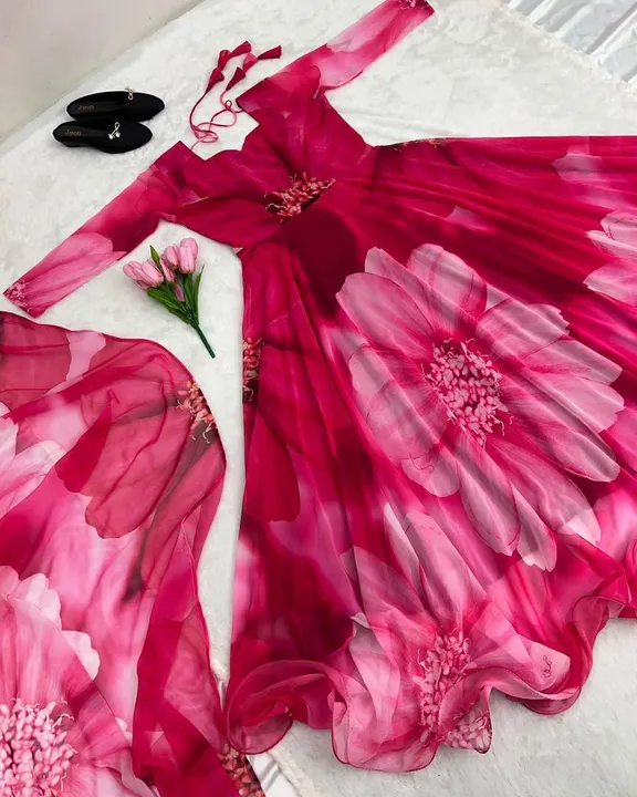 Digital printed pink colour Anarkali Party wear anarkali Gown  uploaded by Heena fashion on 3/31/2023