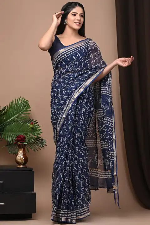 Kota doriya sarees with blouse  uploaded by Ashoka bagru print on 3/31/2023