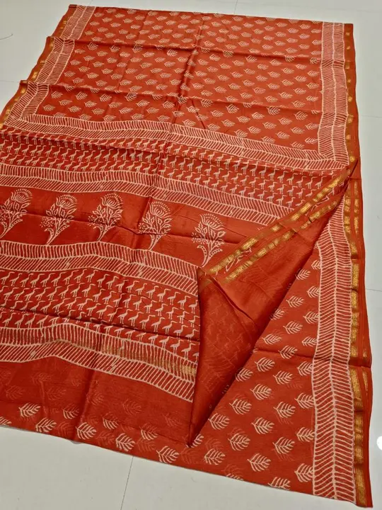 handblock dabu printed saree uploaded by Virasat kala chanderi on 3/31/2023