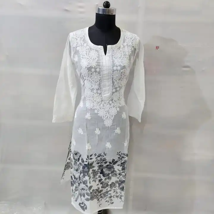 Long kurti cotton fabric Daman print designer Fine chikankari
Kurti Length 44+approx

Size 36 to 46 uploaded by A S K on 3/31/2023
