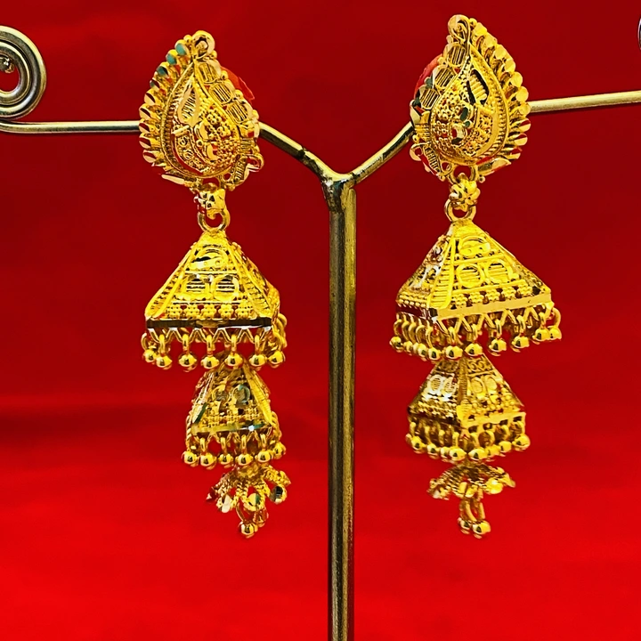 three step jhumki gold plated soni gold 65-75 pc uploaded by imitation jwellers on 3/31/2023