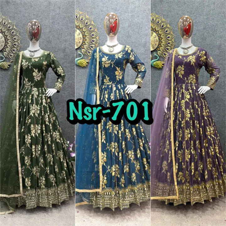 *SSR-701* 💕👌

👉👗💥*Launching New Designer Party Wear Look Heavy Embroidery Work Gown in Colous* uploaded by A2z collection on 3/31/2023