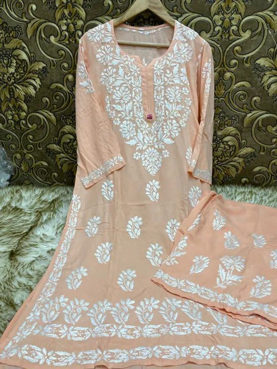 *Lucknowi Chikankari Heavy Ryon Plazo Set* uploaded by A S K on 3/31/2023