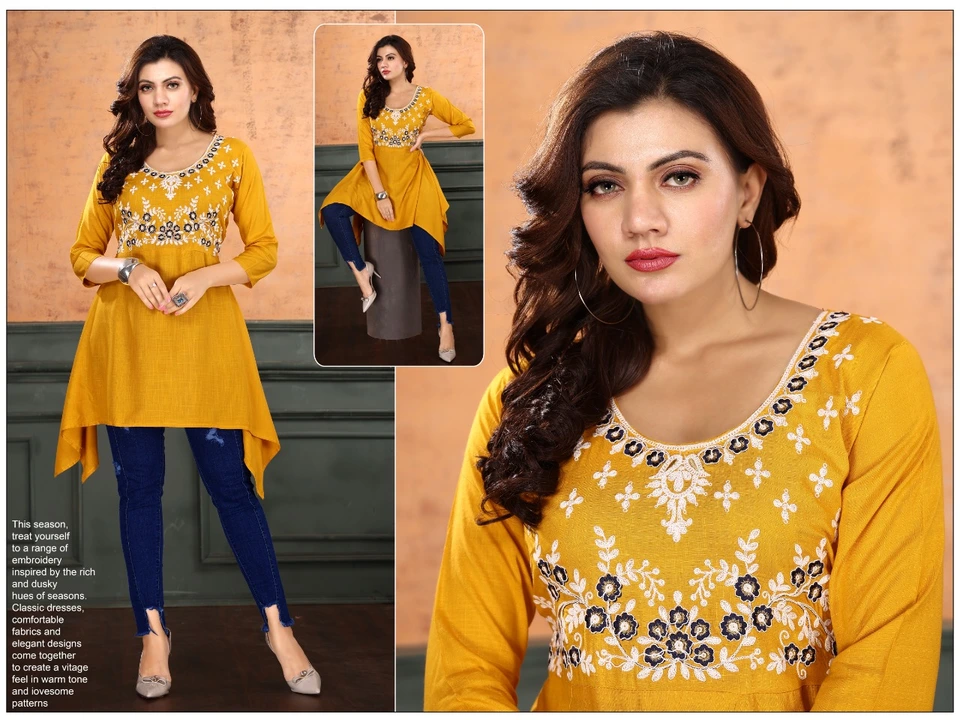 Short fancy work kurtis  uploaded by Radha Creation , Maira sales for Readymade items on 3/31/2023
