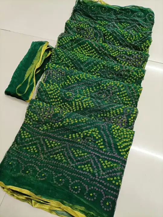 *NEW DESIGN LAUNCHED*

🥳Semi Chiffon Jari Pipin Fabric Jaipuri Print Bhandej......🥻

😍😍 uploaded by Gotapatti manufacturer on 3/31/2023