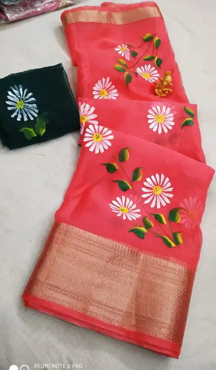 🌹🌹  New special saree 🌹🌹
👉 pure  orangeza saree
👉 same fabric contact blouse                   uploaded by Gotapatti manufacturer on 3/31/2023