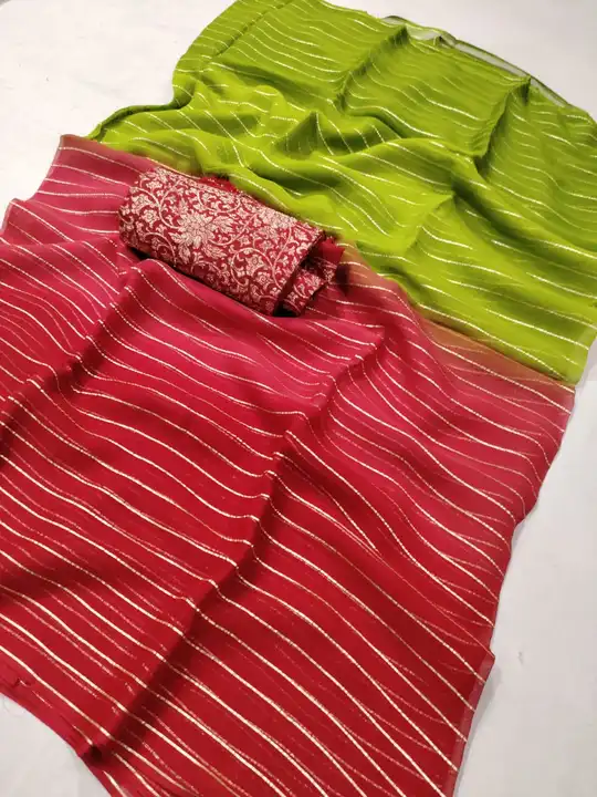 💃💃 new Lunch💃💃
👉 Pure Georgette multy four day saree
👉 heavy Contrast blouse 
👉  uploaded by Gotapatti manufacturer on 3/31/2023