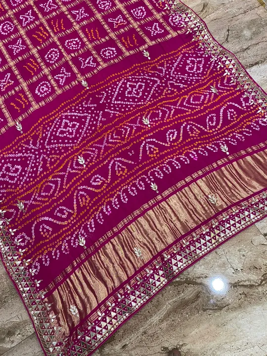 *Pure Gaji Silk Bandhani 
👉100% original quality

👉pure gotta patti hand work border 

👉party wea uploaded by Gotapatti manufacturer on 3/31/2023
