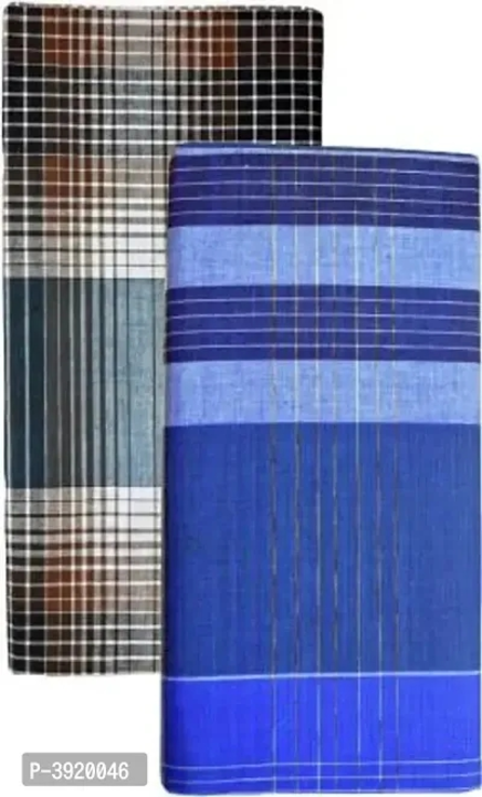 Men Multicoloured Cotton Striped Without Pocket Lungis Pack Of 2 uploaded by wholsale market on 4/1/2023