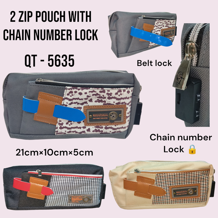 Double Zip Pouch chain number lock uploaded by Sha kantilal jayantilal on 4/1/2023