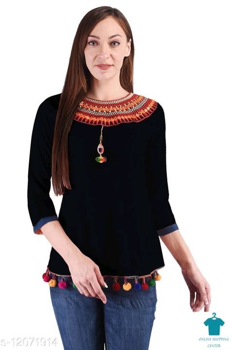 Kashidafab women causal rayon embodred straight top uploaded by business on 3/2/2021