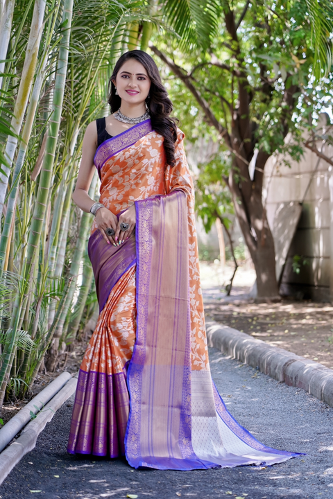 Rich pallu with allover flower design saree  uploaded by DHANANJAY CREATIONS on 4/1/2023