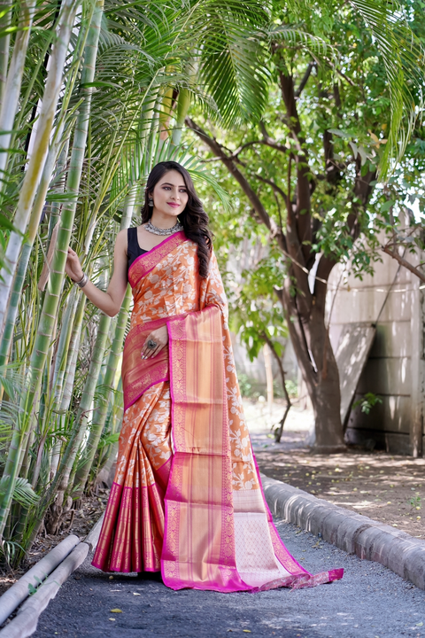 Rich pallu with allover flower design saree  uploaded by DHANANJAY CREATIONS on 4/1/2023
