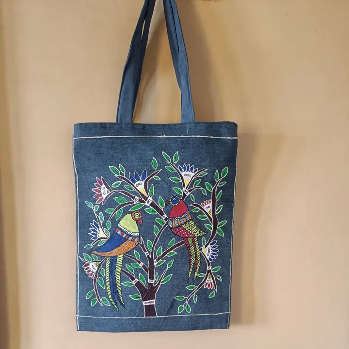 Hand painted Madhubani Handwoven cotton tote bags uploaded by Hastvem Hastkari on 4/1/2023