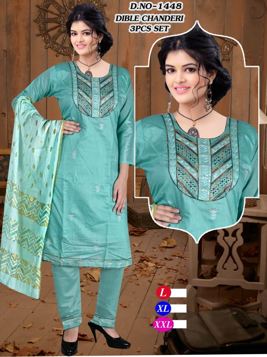Chanderi kurti Pent with duppta  uploaded by SS CREATION  on 4/1/2023