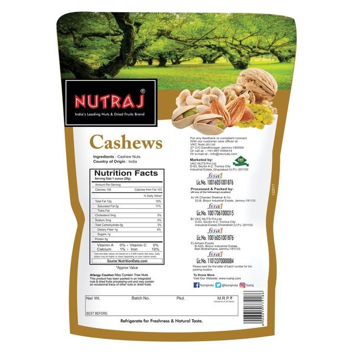 Nutraj Cashew Nuts W320 250g uploaded by Auro Fruit and Nut Pvt Ltd on 3/2/2021