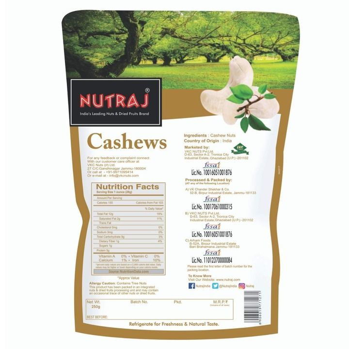 Nutraj Special Cashew Nuts W320 500g uploaded by Auro Fruit and Nut Pvt Ltd on 3/2/2021