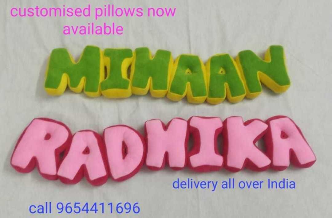 Post image We deal in customised alphabet pillow all over india and customised hampers for all occasions and many more gifts items are customised for kids and money covers and ginni box r also customised 🤩🤩