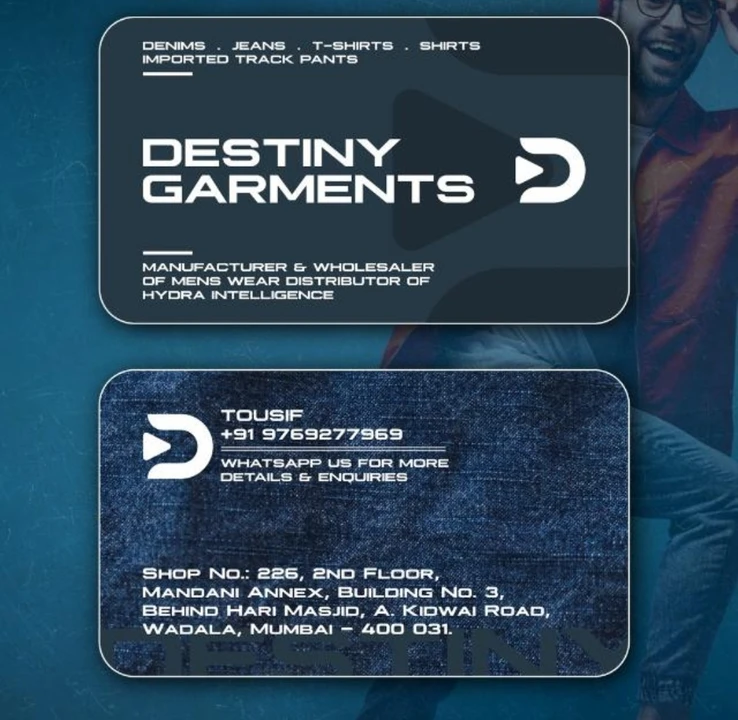 Visiting card store images of DESTINY GARMENT