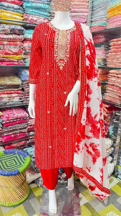 💃🏽 *We are here to spread some magic to your ethnic reyon bandej printed kurti with salwar type pe uploaded by Aman Nama on 4/2/2023