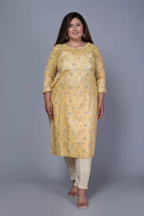 *Plus Size 2pis Straight Kurti Pant Set Updated*

*Fabric-Rayon Slub Foil Print* 

*Size-46-48-50-52 uploaded by Ganpati handicrafts  on 4/2/2023