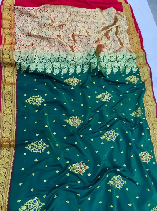 Heavy satin embroidery saree uploaded by Montauk Fabians on 4/2/2023