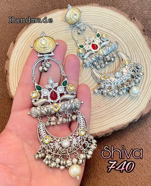 Silver replica earrings uploaded by Glitzy Designz on 4/2/2023