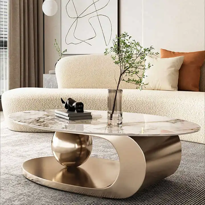 Coffee Centre Table White Oval Shape with White Marble uploaded by Ans handicrafts on 4/2/2023