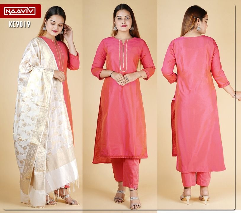 KC9019
Product Highlights: 
•	Color: Gajri Color
•	Shape: Solid Cotton straight kurta
•	Neck: V Neck uploaded by Gupta Shopping Hub on 3/2/2021