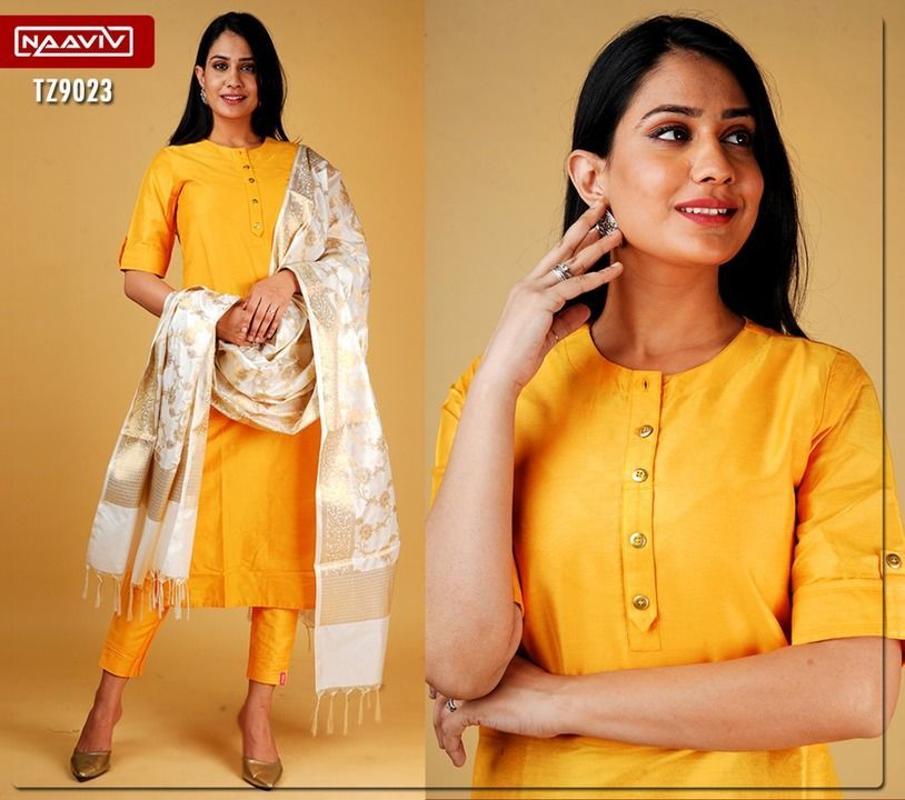 TZ9023
Product Highlights:
Color: Golden Yellow Color
Shape: Solid Cotton straight kurta
Neck: Manda uploaded by business on 3/2/2021