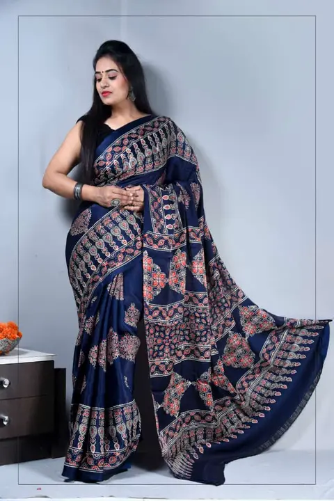 Ajrakh print modla silk saree uploaded by Hayatt craft on 4/2/2023