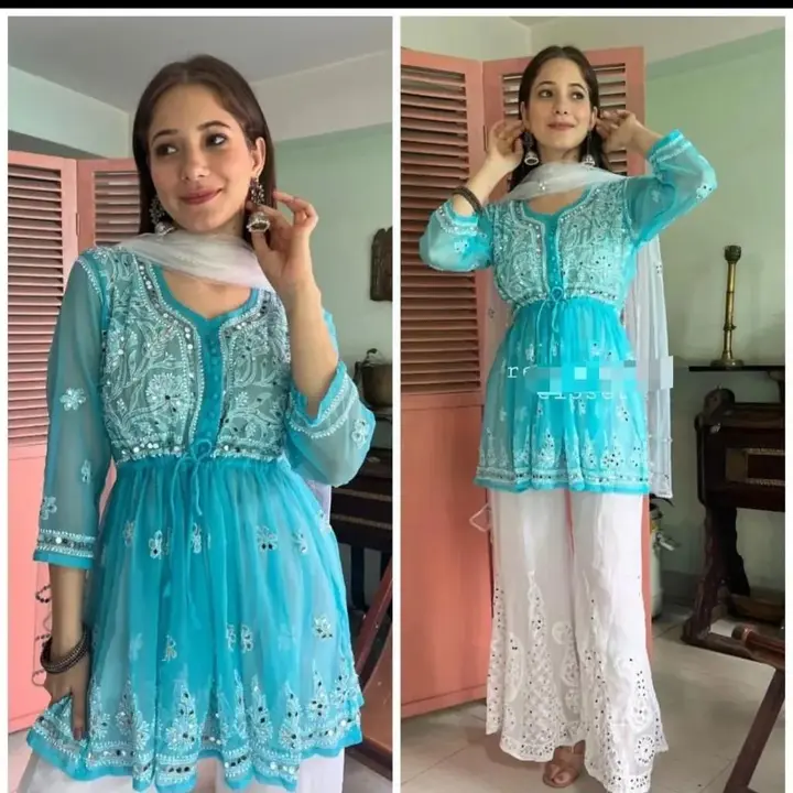 Chikankari gown set uploaded by Shan Chikan on 4/2/2023