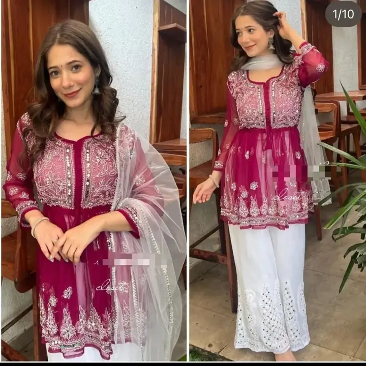 Chikankari gown set uploaded by business on 4/2/2023