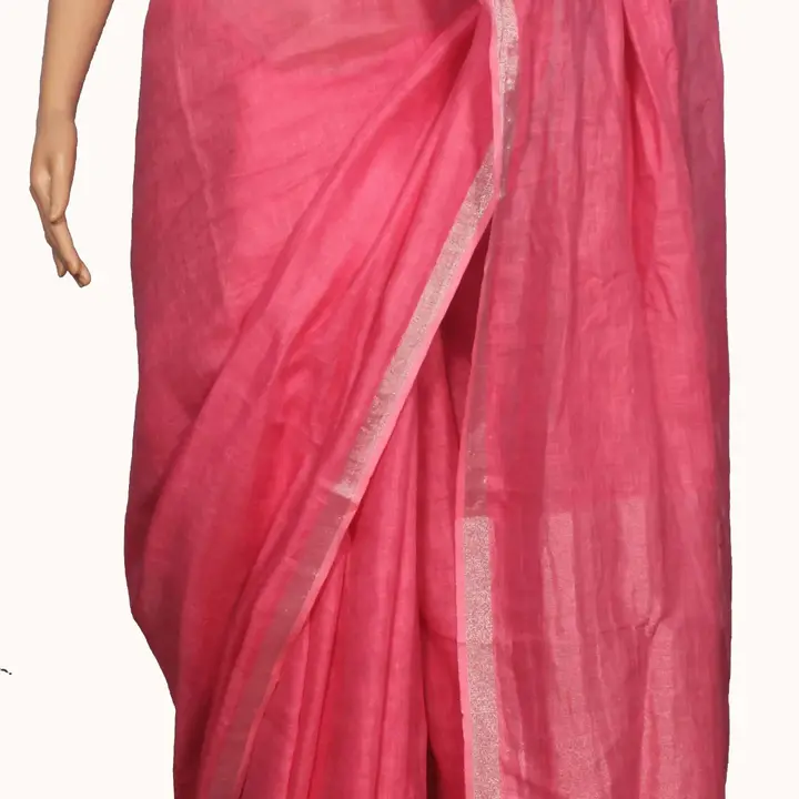 Hand woven pure linen saree with blouse piece for summer  uploaded by Mani Handloom on 4/2/2023
