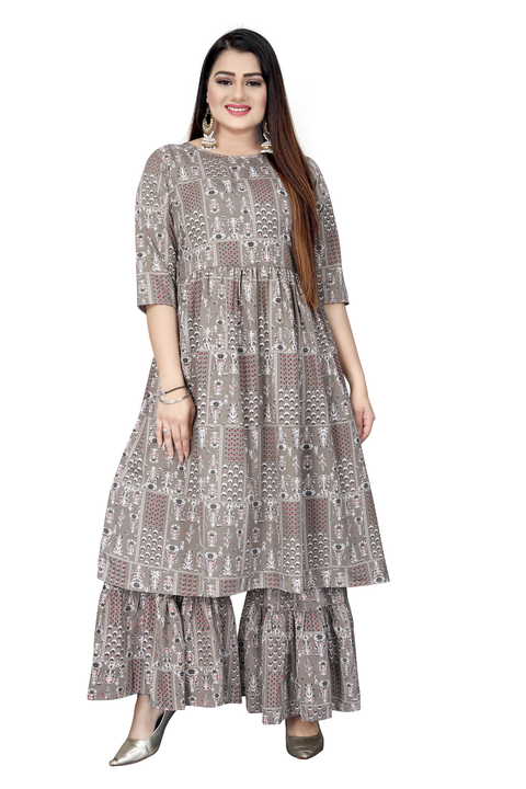 Kurti with double layer Sharara uploaded by business on 4/2/2023