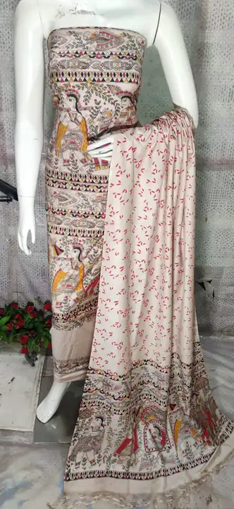 Khadi cotton madhubani print suit uploaded by ROJI.HANDLOOM.SILK  on 4/2/2023