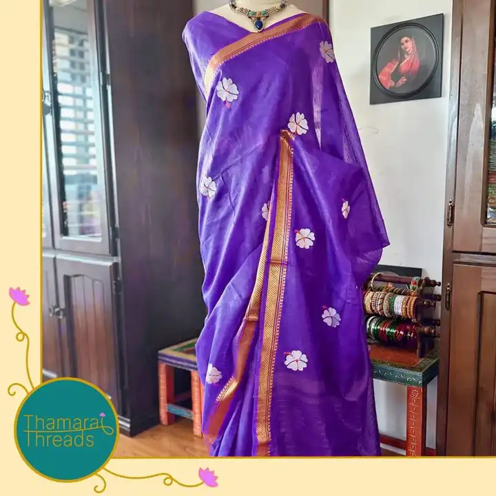 PURE silk Embroidery sarees  uploaded by ROJI.HANDLOOM.SILK  on 4/2/2023